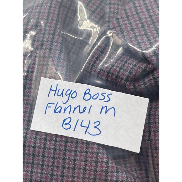 Hugo Boss Button Up Flannel Shirt Men Size Medium Purple Gray Plaid Check - Picture 10 of 10